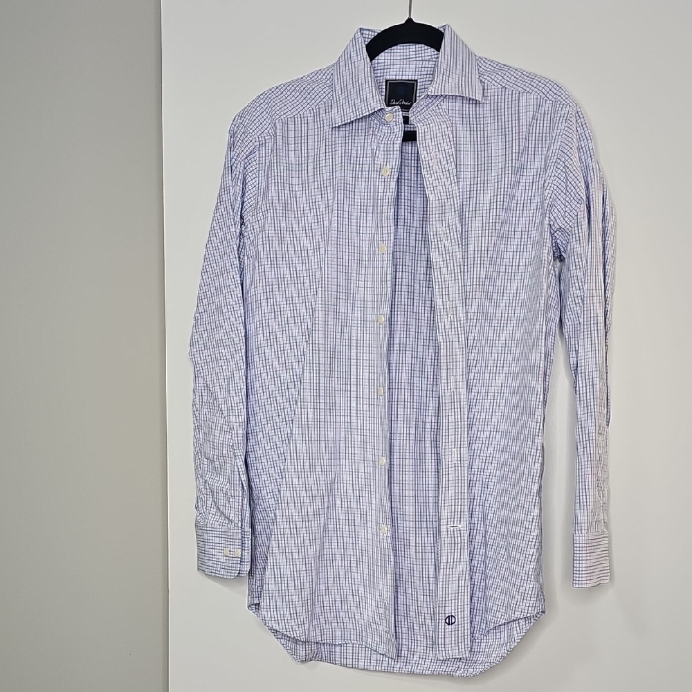 David Donahue Purple Check Dress Shirt